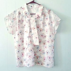 Cute Vintage Summer Blouse Light floral